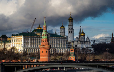 View of buildings against cloudy sky