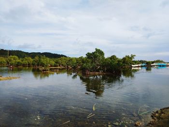 Scenic view of lake against sky