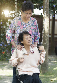 Senior female friends at park