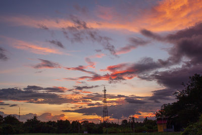 Low angle view of dramatic sky during sunset