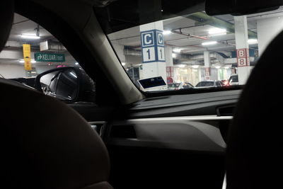 Interior of car in city