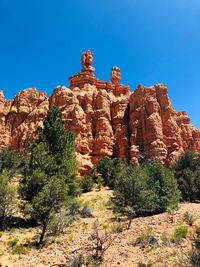 View of rock formations against blue sky