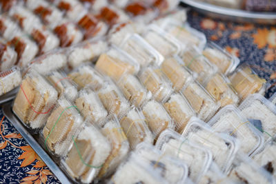 High angle view of food for sale at market stall