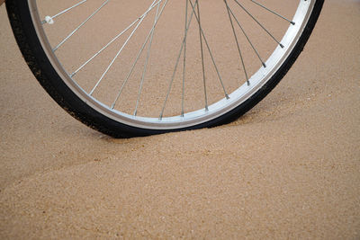 Low section of bicycle on road