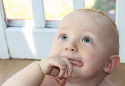 Close-up portrait of cute baby