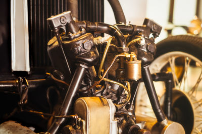 A vintage car engine closeup