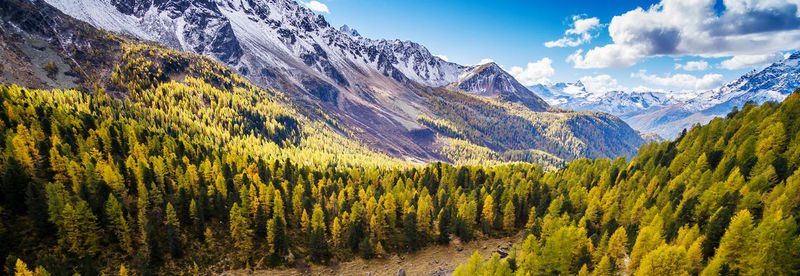 Panoramic view of landscape and mountains against sky