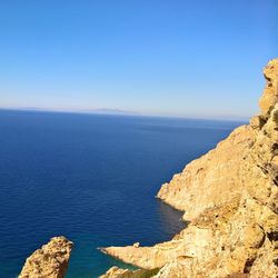 Scenic view of sea against blue sky