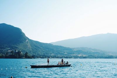 Scenic view of boats in sea