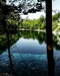 Scenic view of lake against sky