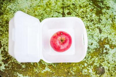 High angle view of fruits in plate