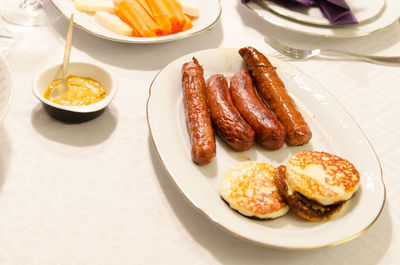 High angle view of breakfast on plate