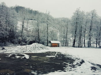 Scenic view of snow covered landscape