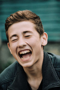 Close-up portrait of teenage boy