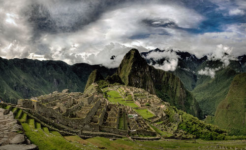 Panoramic view of mountains against sky