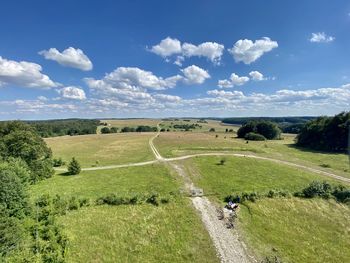 Scenic view of land against sky