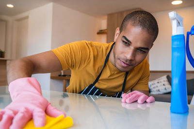 Portrait of man working at home