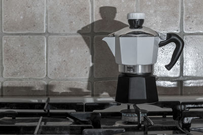 High angle view of coffee beans in kitchen