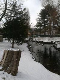 Scenic view of frozen lake against sky