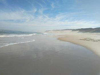 Scenic view of beach against sky