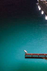 High angle view of swimming pool at night