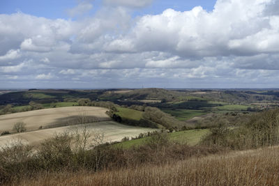 Scenic view of landscape against cloudy sky