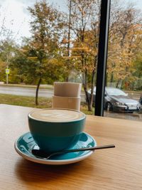 Coffee cup on table