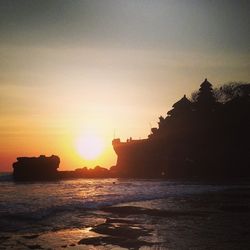 Scenic view of sea at sunset