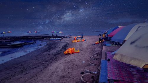 Scenic view of sea at night