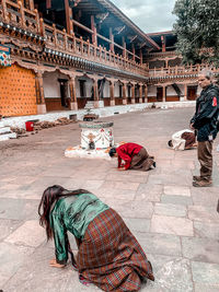 People working on footpath