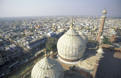 High angle view of buildings in city