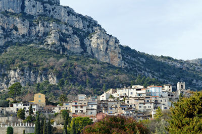 High angle view of buildings in town