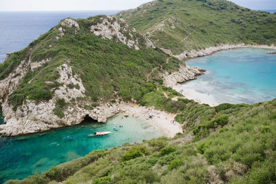 High angle view of bay