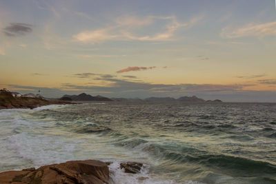 Scenic view of sea at sunset