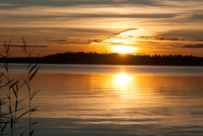 Scenic view of sea during sunset