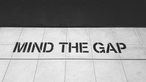 High angle view of information sign