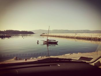 Scenic view of sea against clear sky