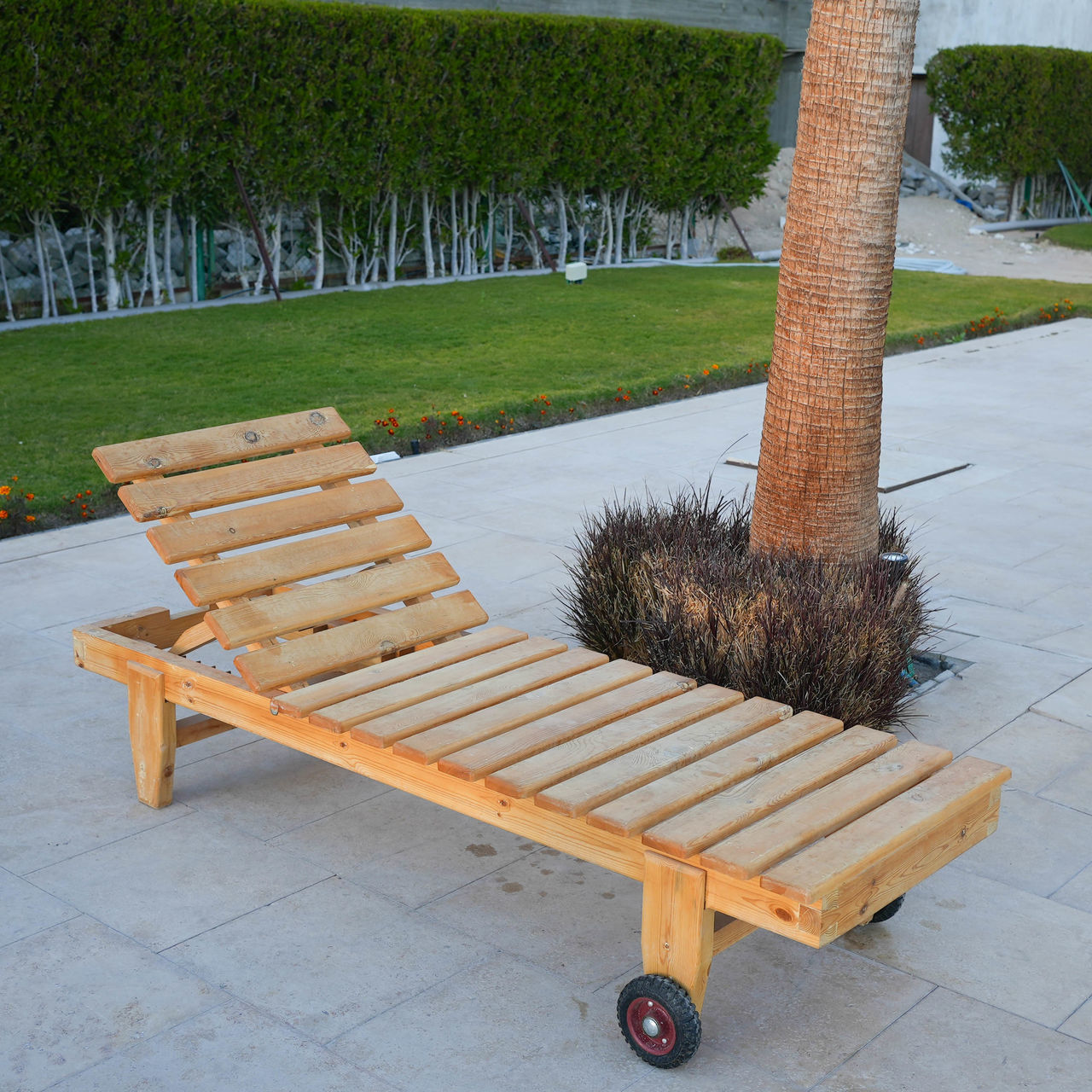 plant, furniture, seat, grass, bench, nature, no people, park, wood, tree, footpath, park - man made space, day, growth, outdoors, empty, park bench, green, relaxation, chair, table, front or back yard, absence, outdoor furniture, tranquility