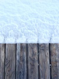 Full frame shot of wooden fence during winter