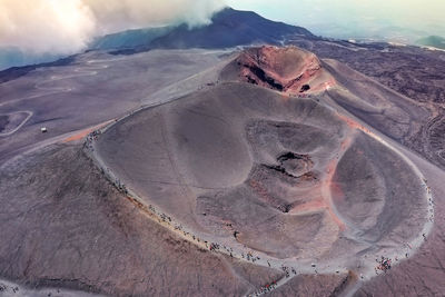 Barbagallo craters on  etna volcano in sicily ,italy seen from above
