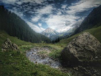 Scenic view of mountains against sky