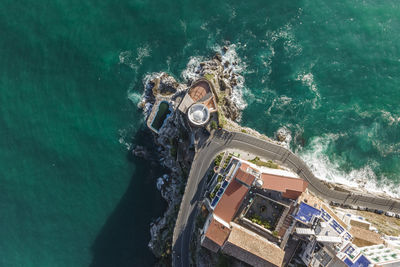 High angle view of boat in sea