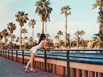 Young woman looking at idyllic view in barcelona