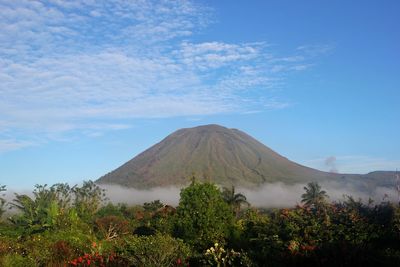 View of volcanic mountain against sky