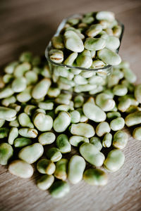 High angle view of chopped vegetables on table