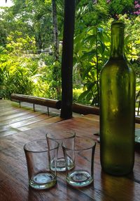 Close-up of beer bottle on table