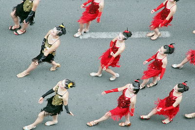 Rear view of woman dancing