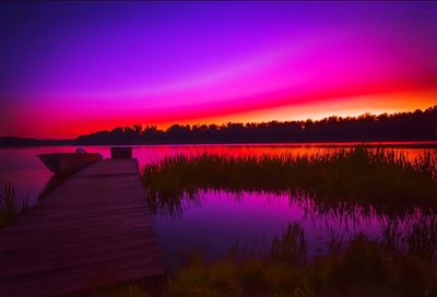 View of pier over calm lake