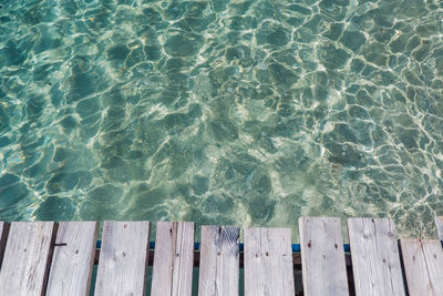 High angle view of swimming pool by sea