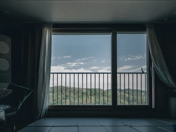 Scenic view of sea seen through window